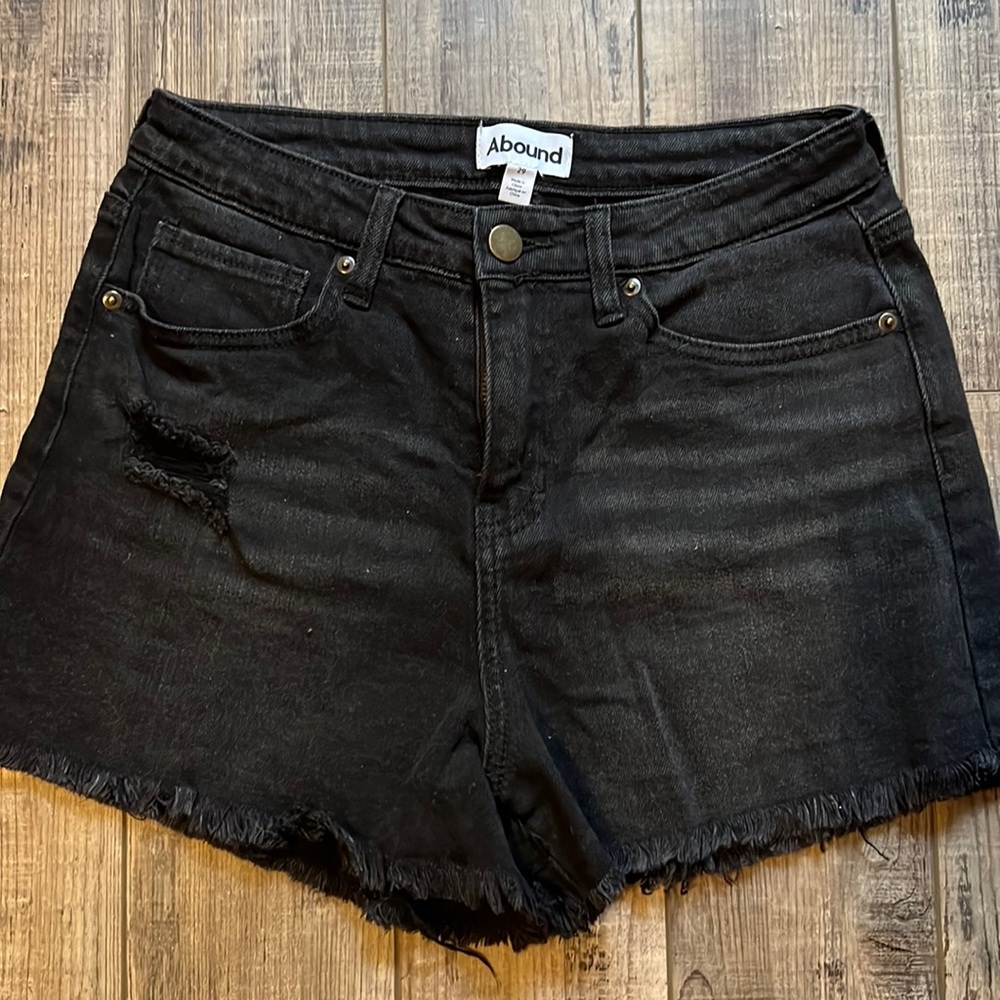 Abound Black Distressed Denim Shorts